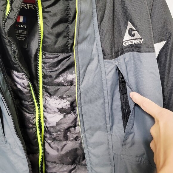 Gerry Boys Size Large 14/16 Winter Snow 2 in 1 Coat Jacket Gray Black EUC - Picture 7 of 14